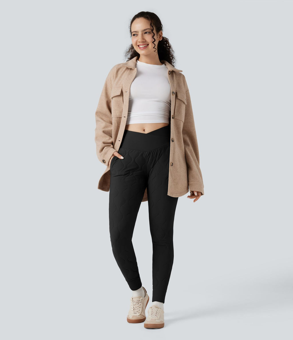Jogging matelassé casual PuffFlex croisé taille haute avec poches