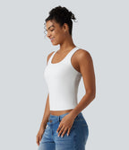 Débardeur casual SoftlyZero™ Airy à col U, dentelle contrastée, découpes et coussinets amovibles