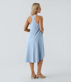 Robe décontractée mi-longue Breezeful™ dos nageur poche latérale fluide asymétrique séchage rapide A-C