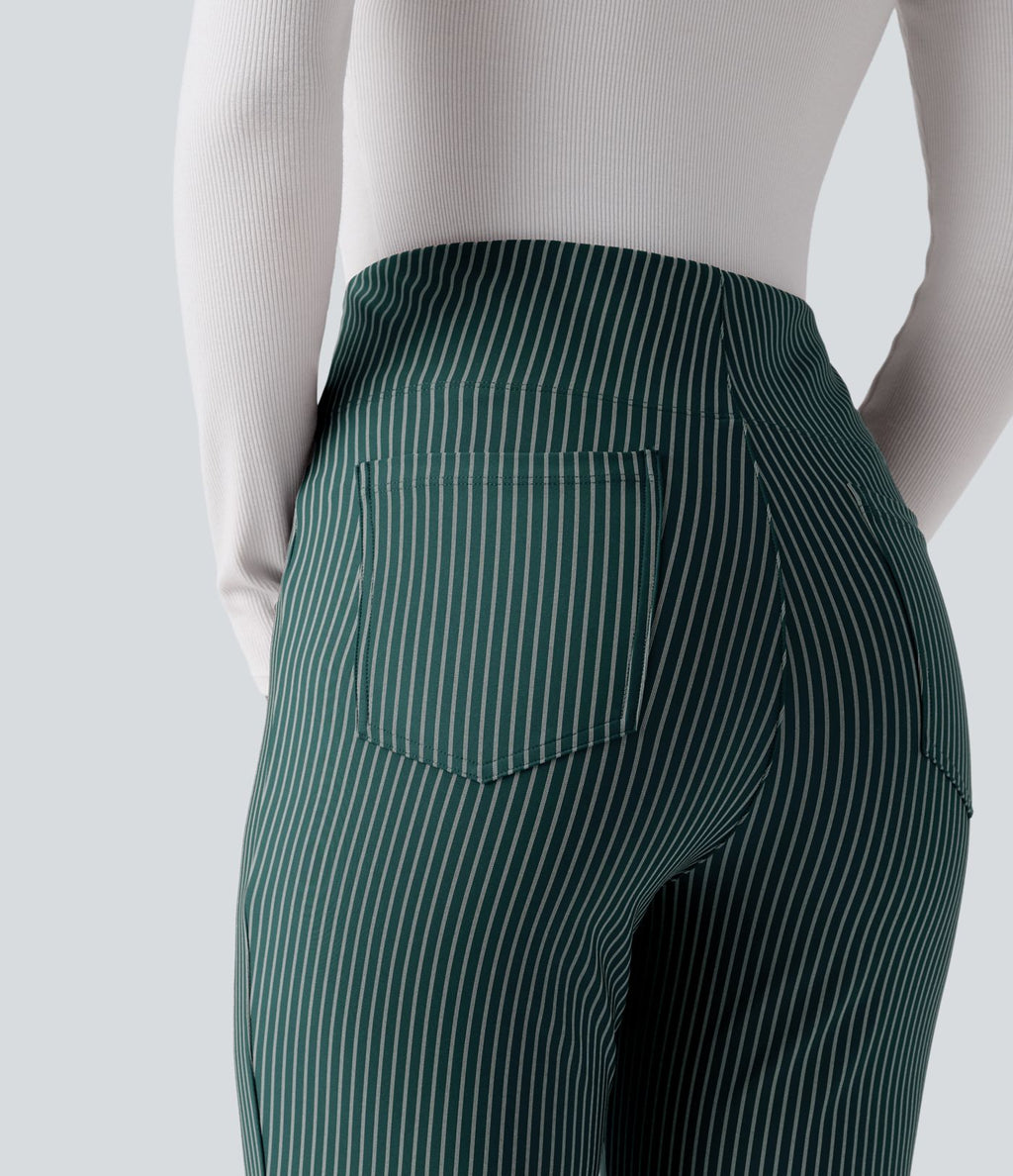 Pantalon de travail Halara Flex™ évasé à rayures, taille haute, avec poches