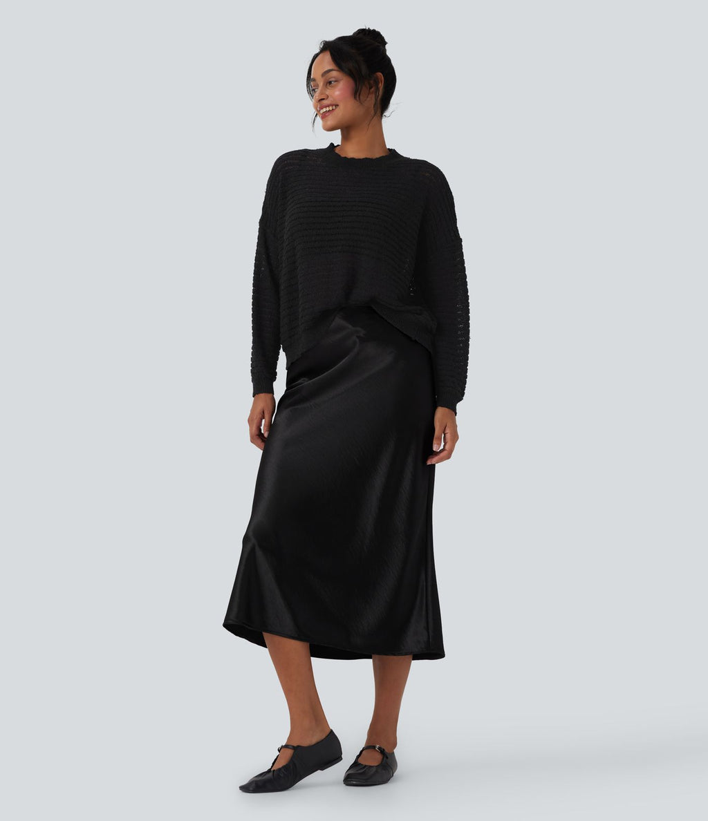 Pull décontracté col rond épaules tombantes coupe décontractée