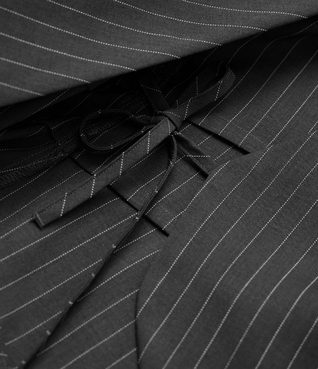 Chemise tailleur portefeuille laçage rayures manches longues