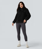 Sweat-shirt polaire col montant boutonné