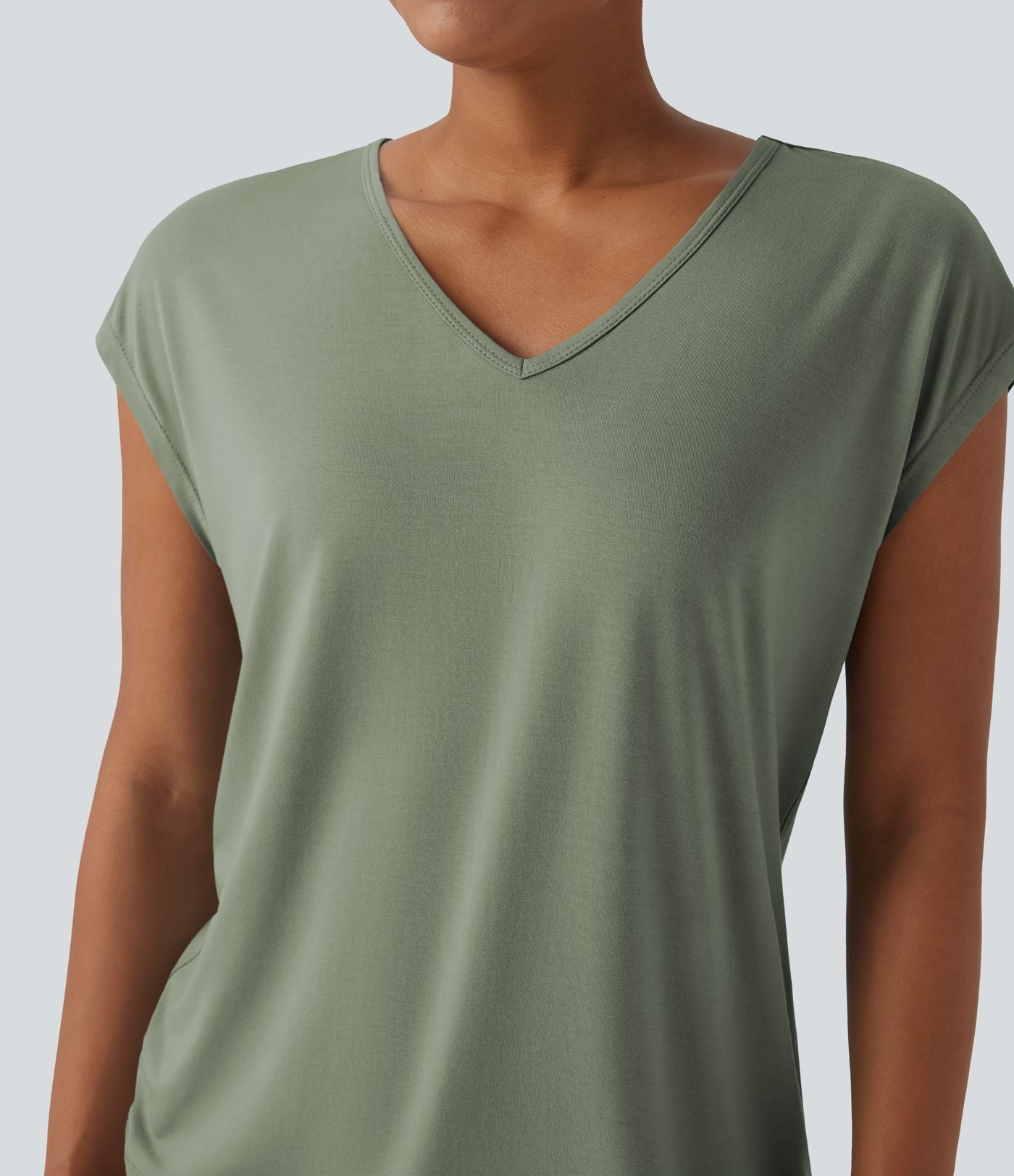 T-shirt casual col V manches courtes