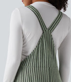 Robe décontractée midi fluide à rayures avec poches