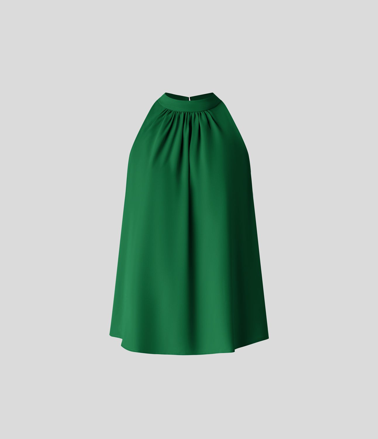Blouse Travail Sans Manches Ourlet Courbé Col Haut Découpe au Dos Plis