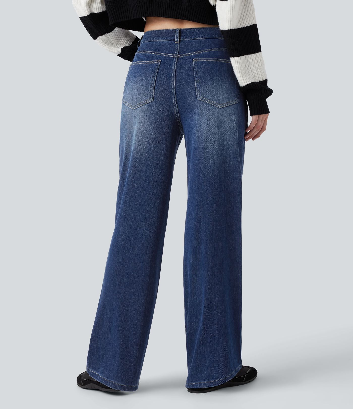 Halara Flex™ Jean coupe droite décontracté taille mi-haute avec poches