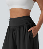 Pantalon fluide Breezeful™ taille haute à séchage rapide avec fronces, fente et poches