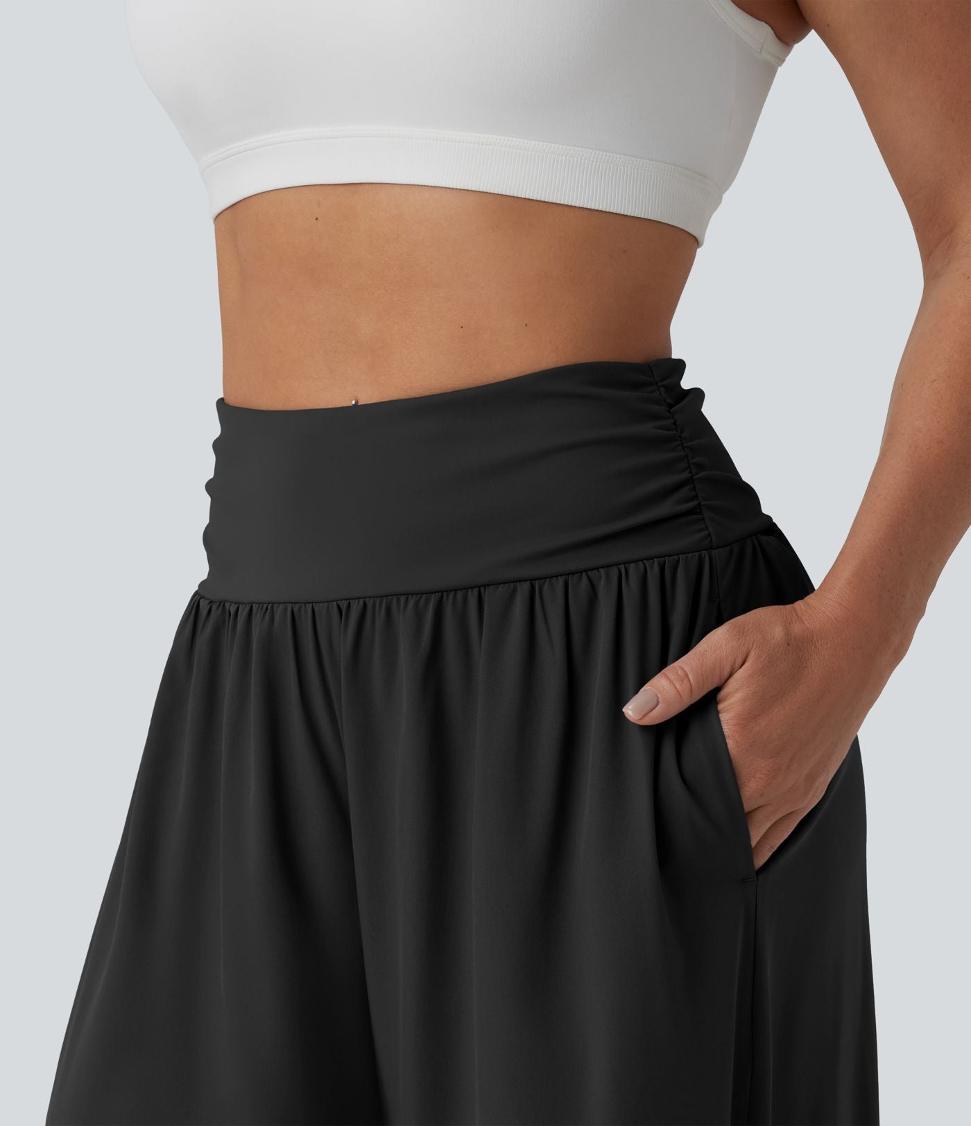 Pantalon fluide Breezeful™ taille haute à séchage rapide avec fronces, fente et poches