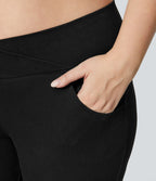 Halara Flex™ Legging Travail  7/8 Taille Croisée en Denim Tricot Extensible Taille Haute Poches Multiples Grande Taille