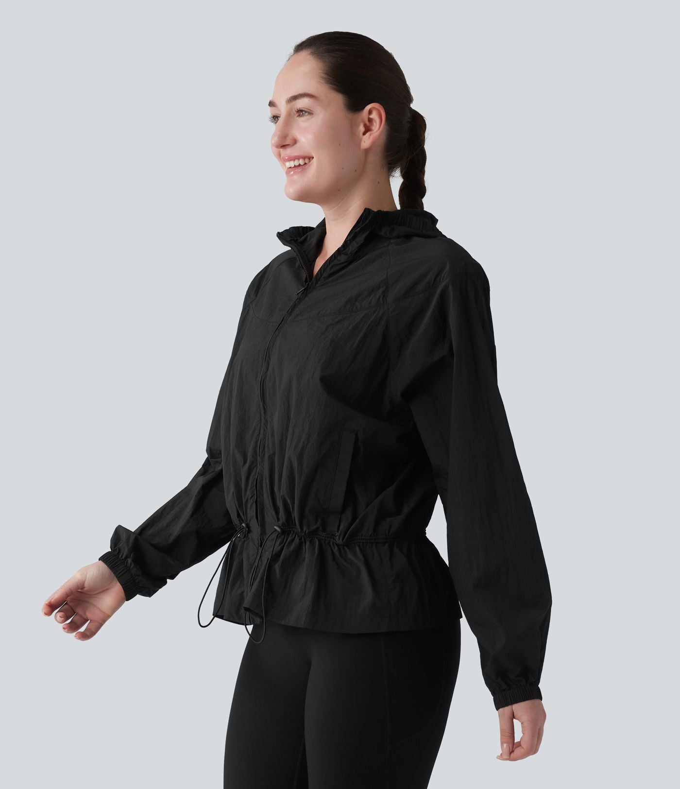Coupe-vent casual à capuche avec cordon de serrage et poches
