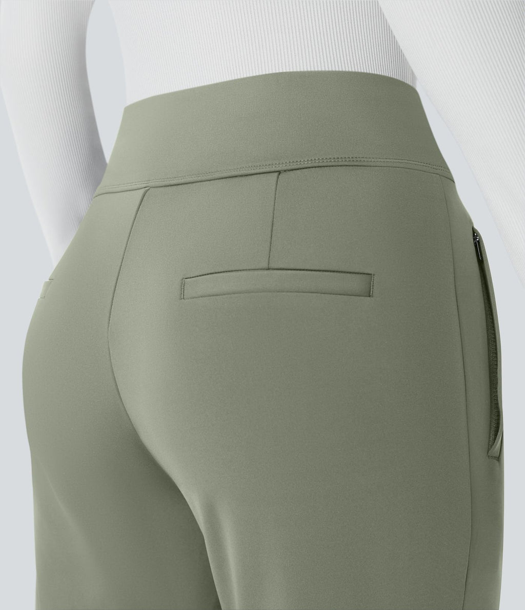 Pantalon tailleur évasé taille mi-haute Halara Flex™ DayStretch avec zip latéral et poches