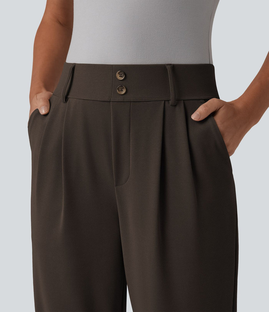 Halara Flex™ Pantalon tailleur fuselé taille haute en tissu gaufré avec poches
