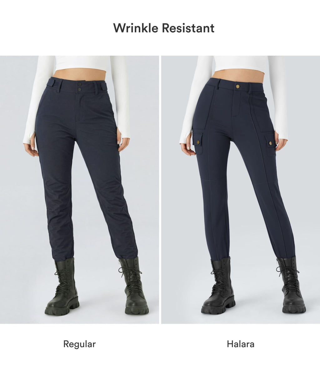 Pantalon cargo ajusté uni taille haute DayStretch avec poches zippées