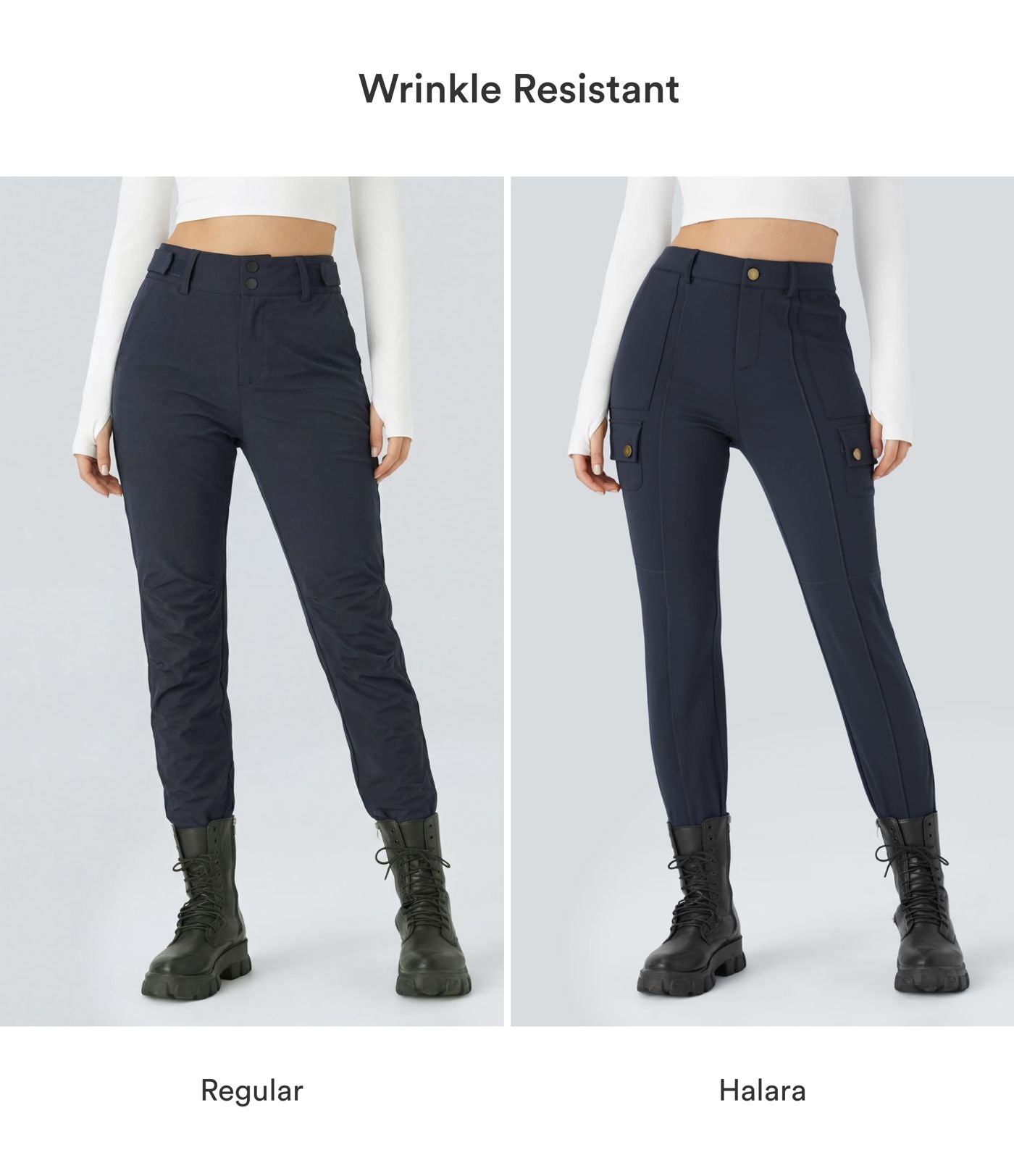 Pantalon cargo ajusté uni taille haute DayStretch avec poches zippées