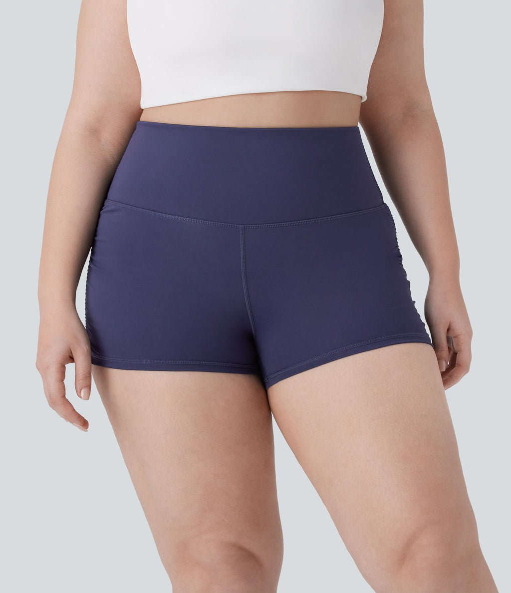 Short cycliste 6 cm de course gainant taille haute grande taille avec fronces et séchage rapide SoftlyZero™