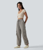 Jogging cargo ample décontracté taille haute avec cordon de serrage avec poches