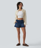 Short en jean Halara Flex™ taille basse décontracté 7,5 cm avec poches