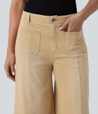 Jean large Halara Flex™ décontracté coloré, taille haute, avec poches
