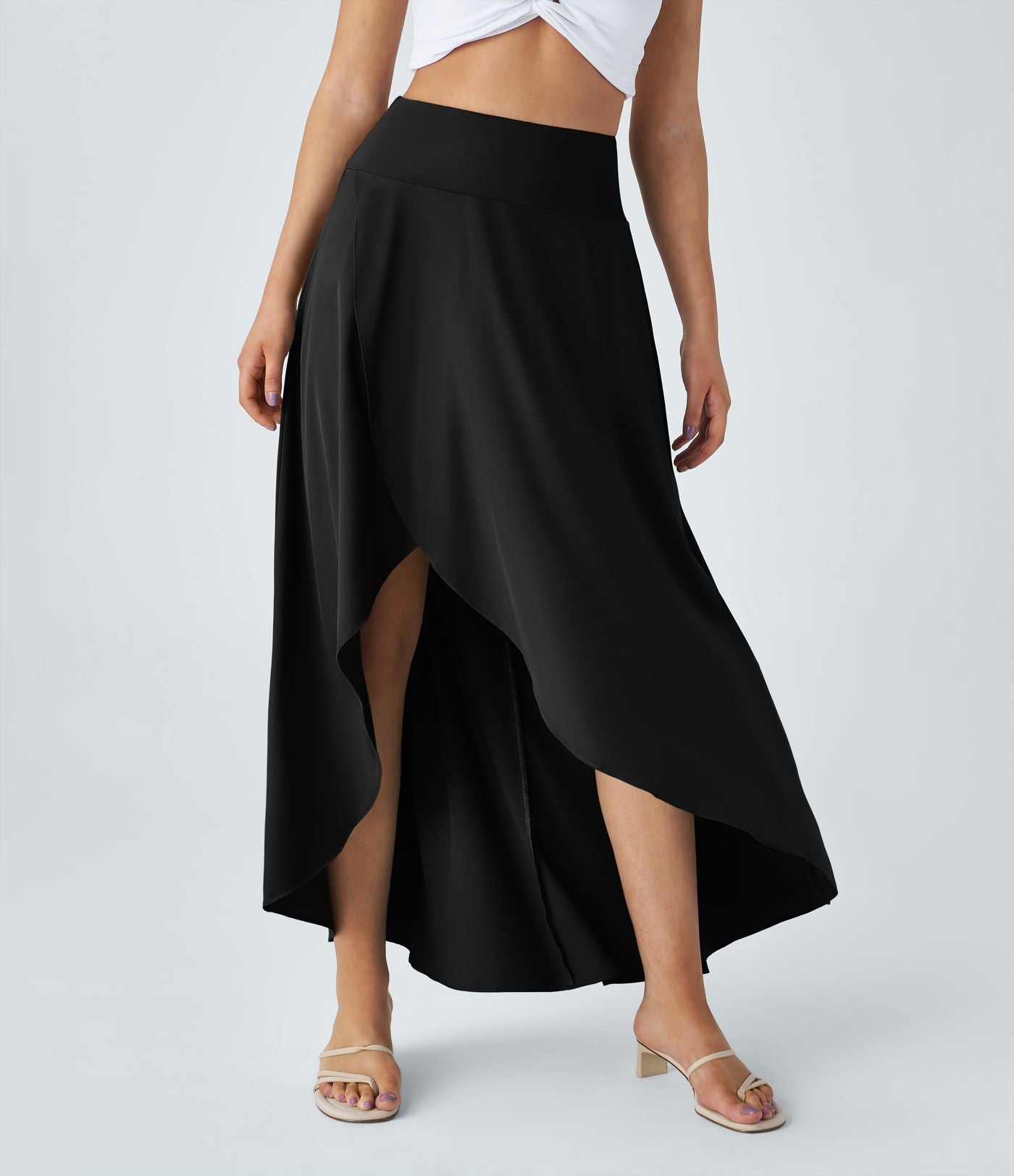Jupe Longue Casual Breezeful™ Taille Haute à Volants 2en1 Fluide Sèchement Rapide Quotidien Maxi