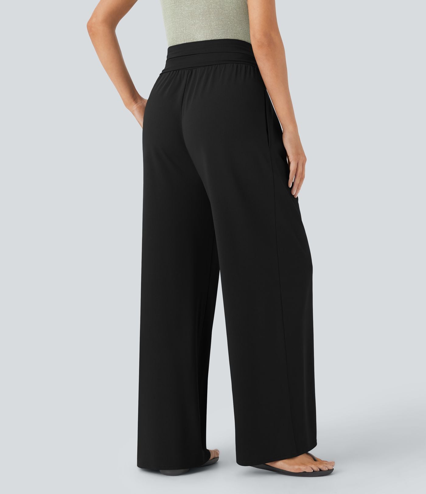 Pantalon large très taille haute gainant avec poches