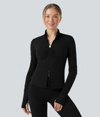 Veste de yoga Halara UltraSculpt™ col montant froncée push-up manches longues à trous pouces avec poches