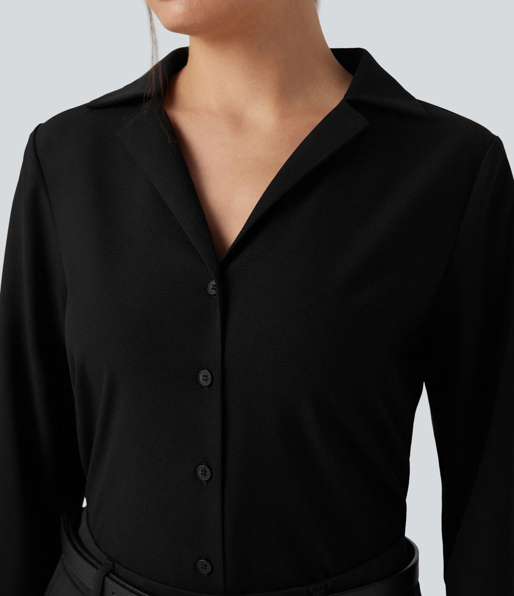 Chemise tailleur manches longues ourlet arrondi