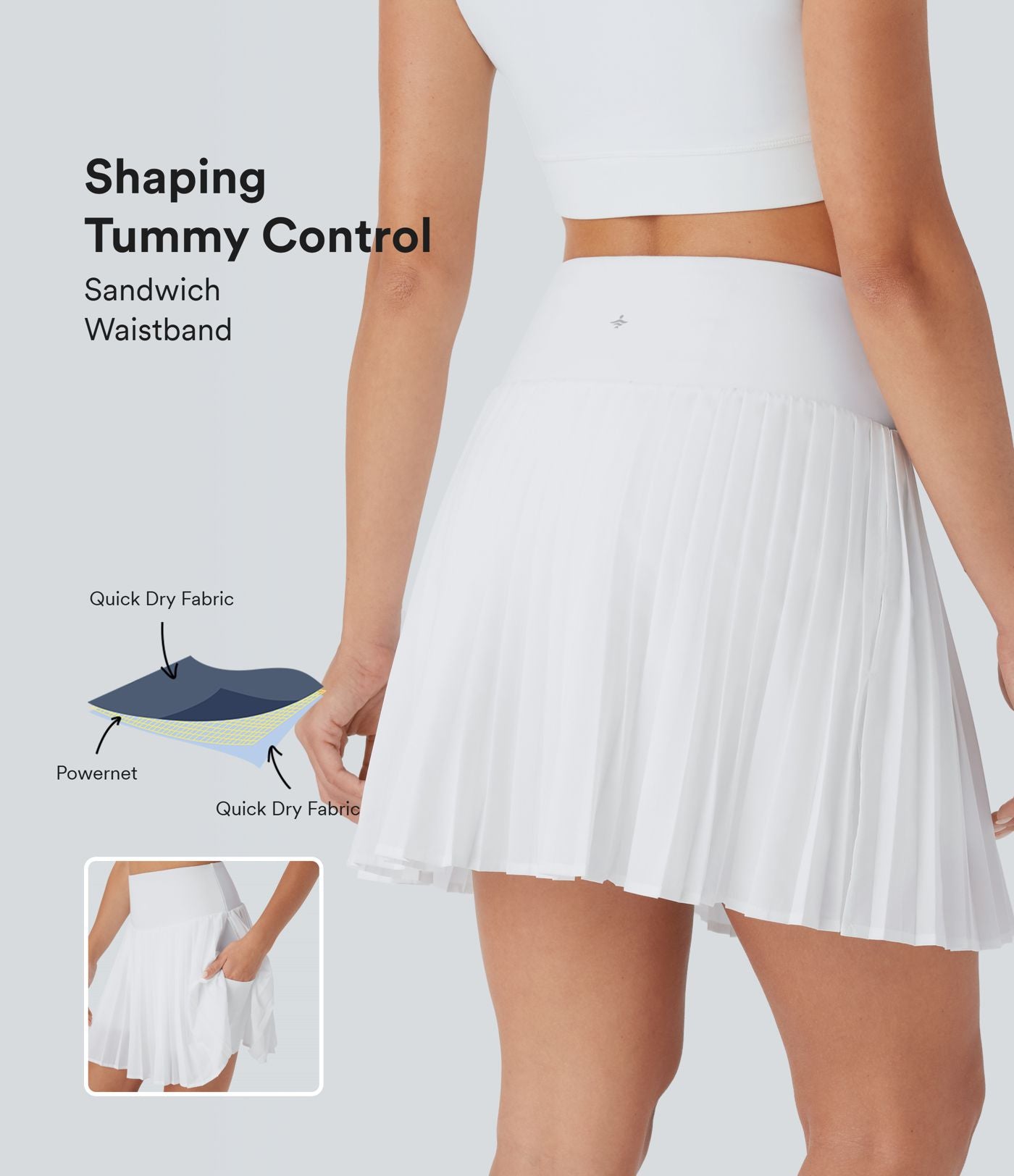 Jupe-short de tennis courte plissée 2-en-1 gainante taille haute à séchage rapide avec poches Breezeful™