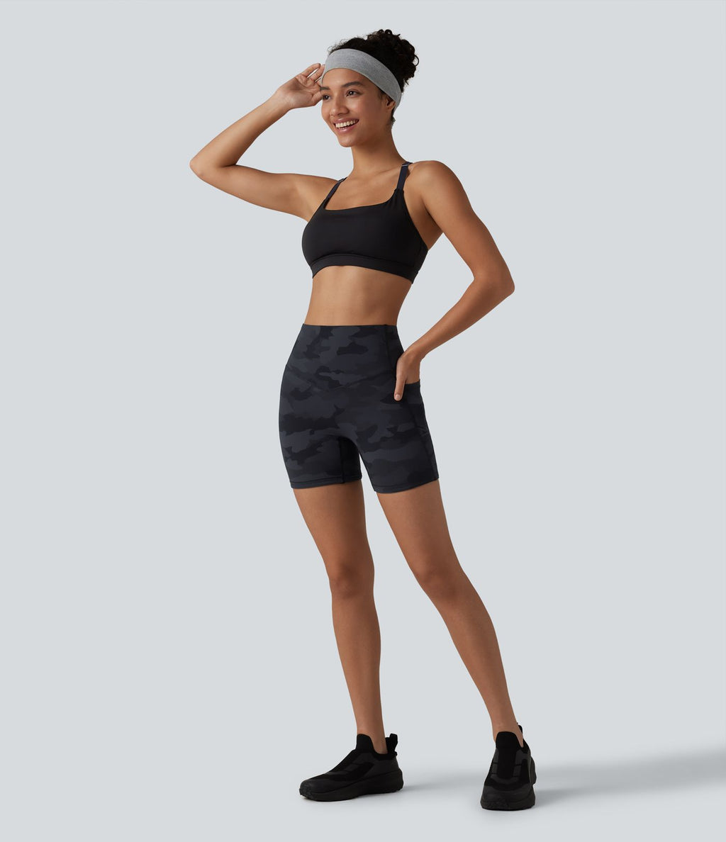 Short cycliste Halara UltraSculpt™ imprimé camouflage taille haute gainant 12,5 cm avec poches