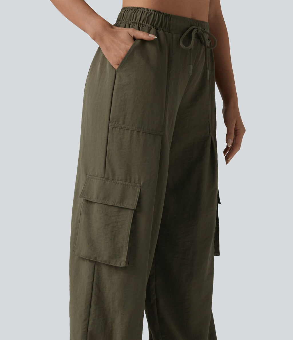 Jogging cargo coupe ballon taille mi-haute avec cordon de serrage et poches