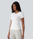 Haut de sport yoga SoftlyZero™ Airy col rond manches courtes mesh contrastant effet frais InstantCool, protection solaire UPF50+