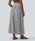 Jupe longue fluide casual à rayures taille haute avec poches