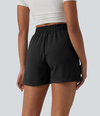 Short détente effet lin taille haute, entrejambe 10cm avec poches