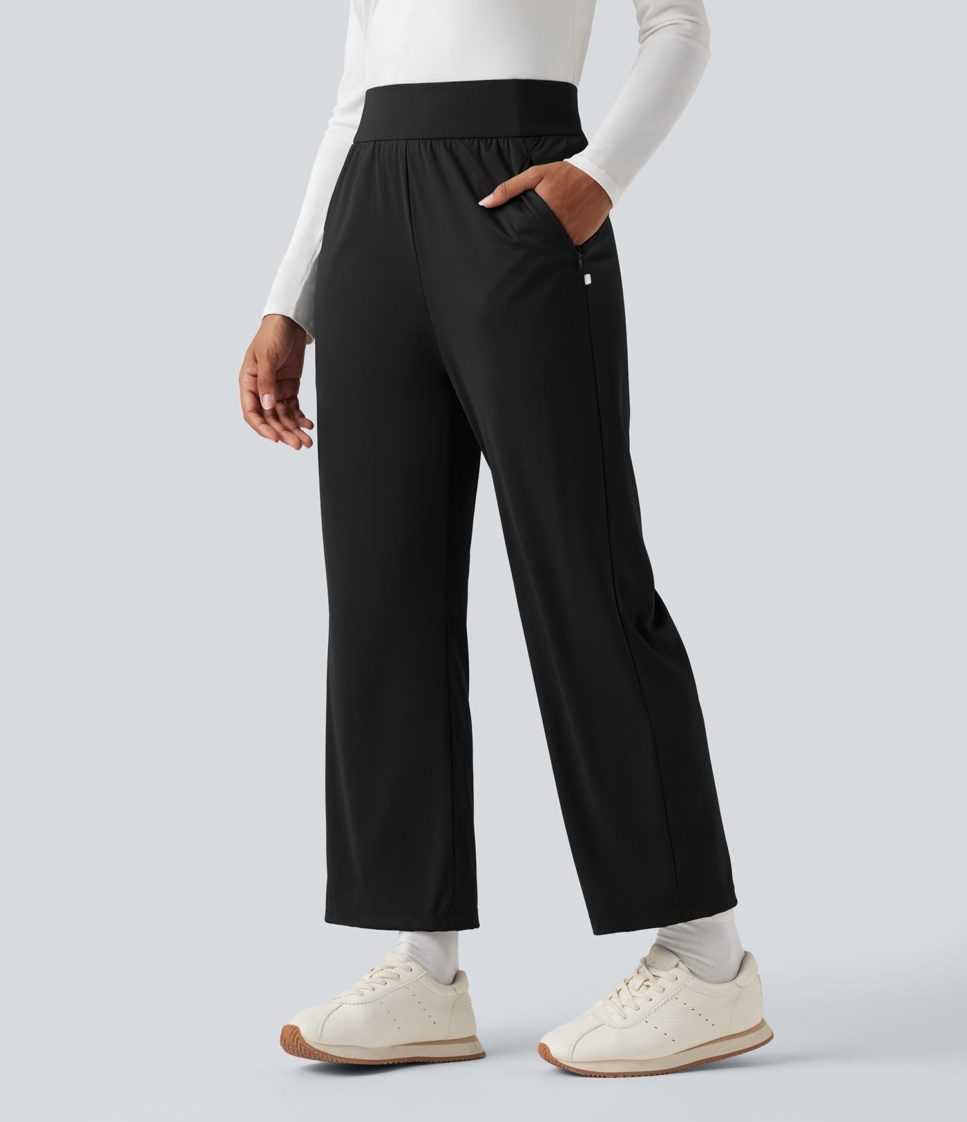 Pantalon de golf taille haute à coupe droite avec poches - Tee de golf