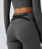 Legging running polaire thermique gainant croisé dos taille haute Halara UltraSculpt™ Heat avec poches