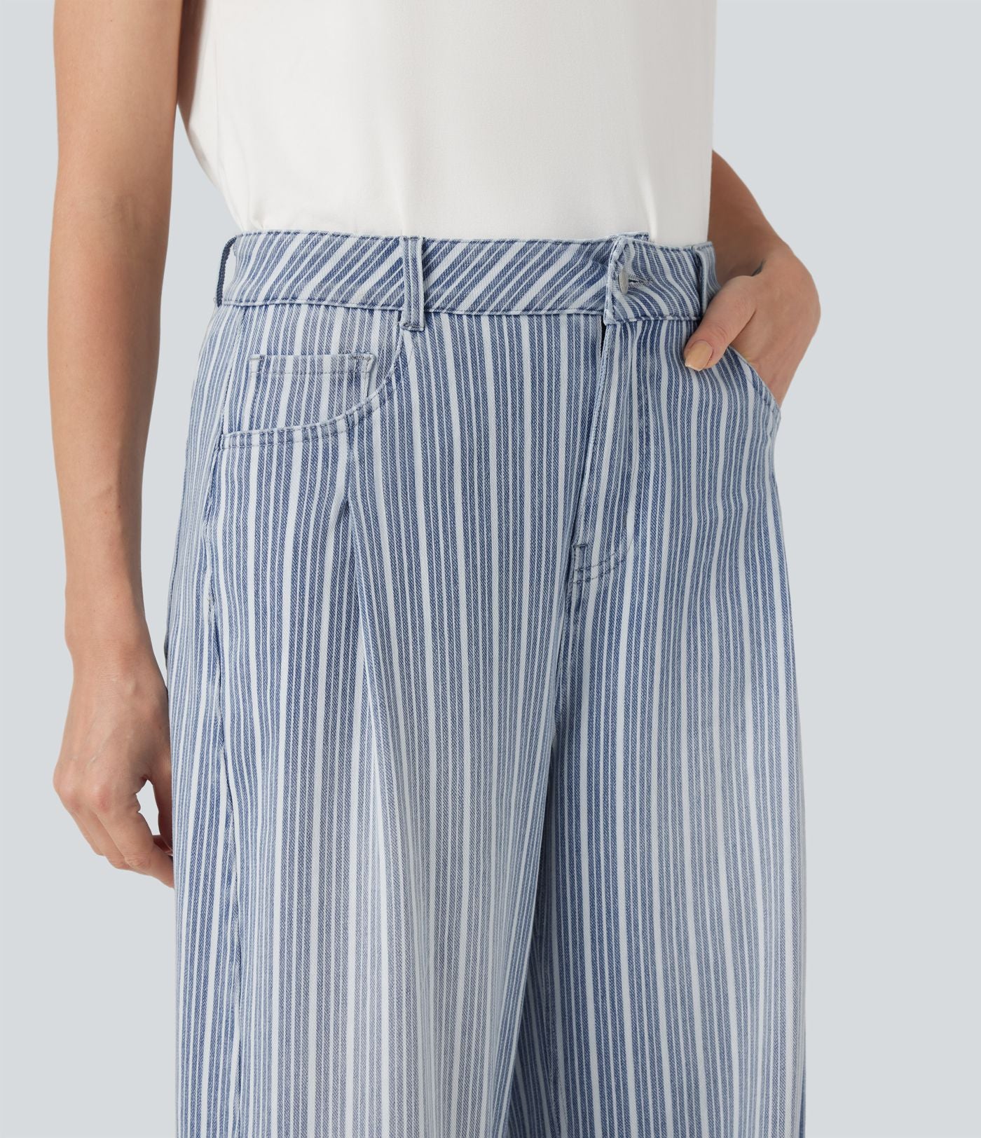 Jean barrel Halara Flex™ rayé taille haute avec poches