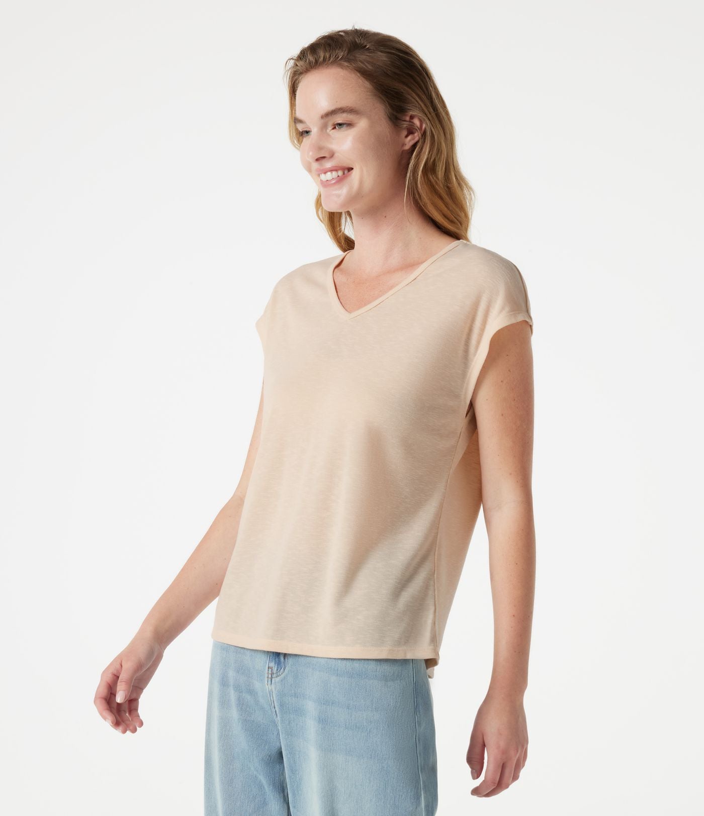 T-shirt casual col V à manches courtes