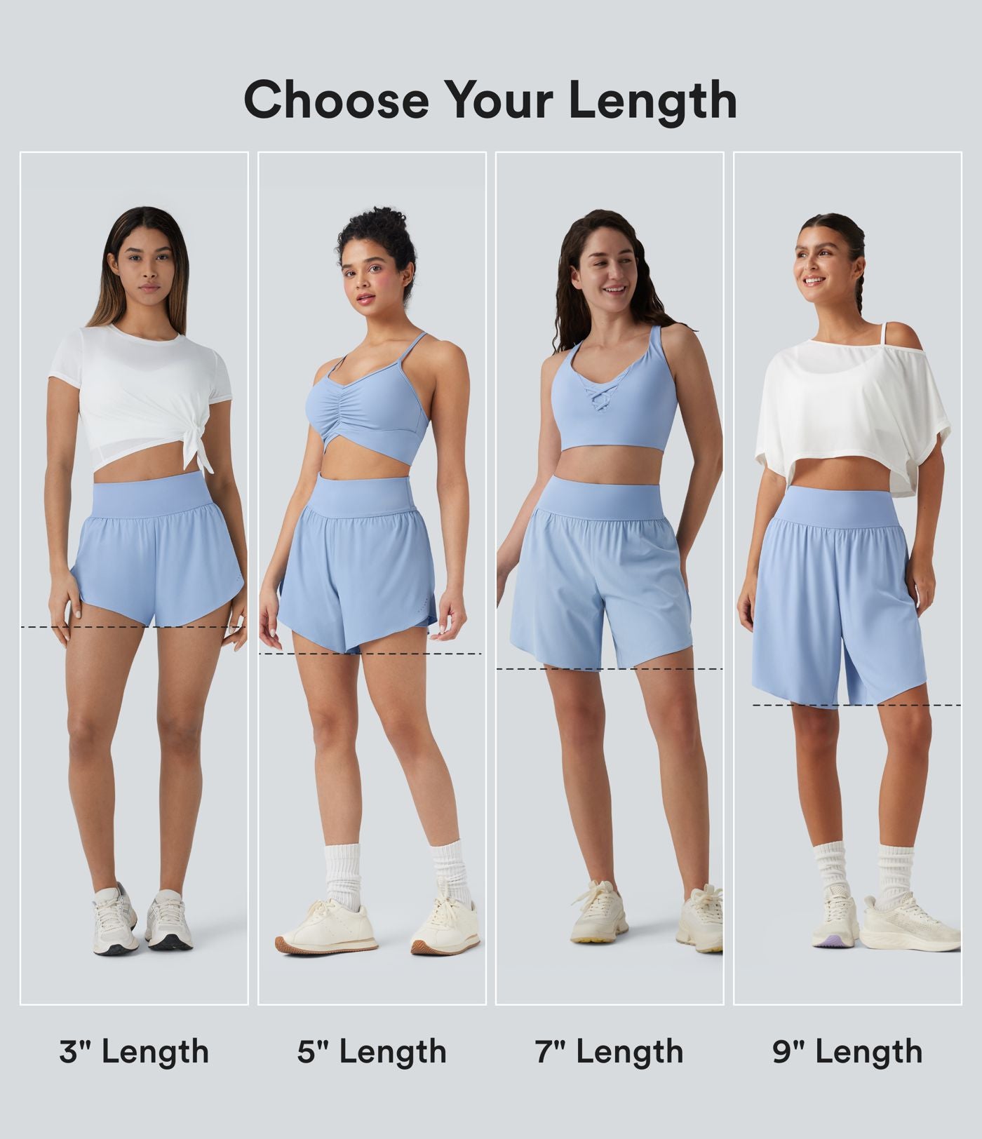 Short 2-en-1 de course gainant taille haute avec points réfléchissants, ourlet croisé et séchage rapide 12,5 cm avec poches SoftlyZero™