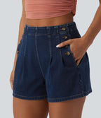 Halara Flex™ Short en denim taille haute 7,5 cm avec poches