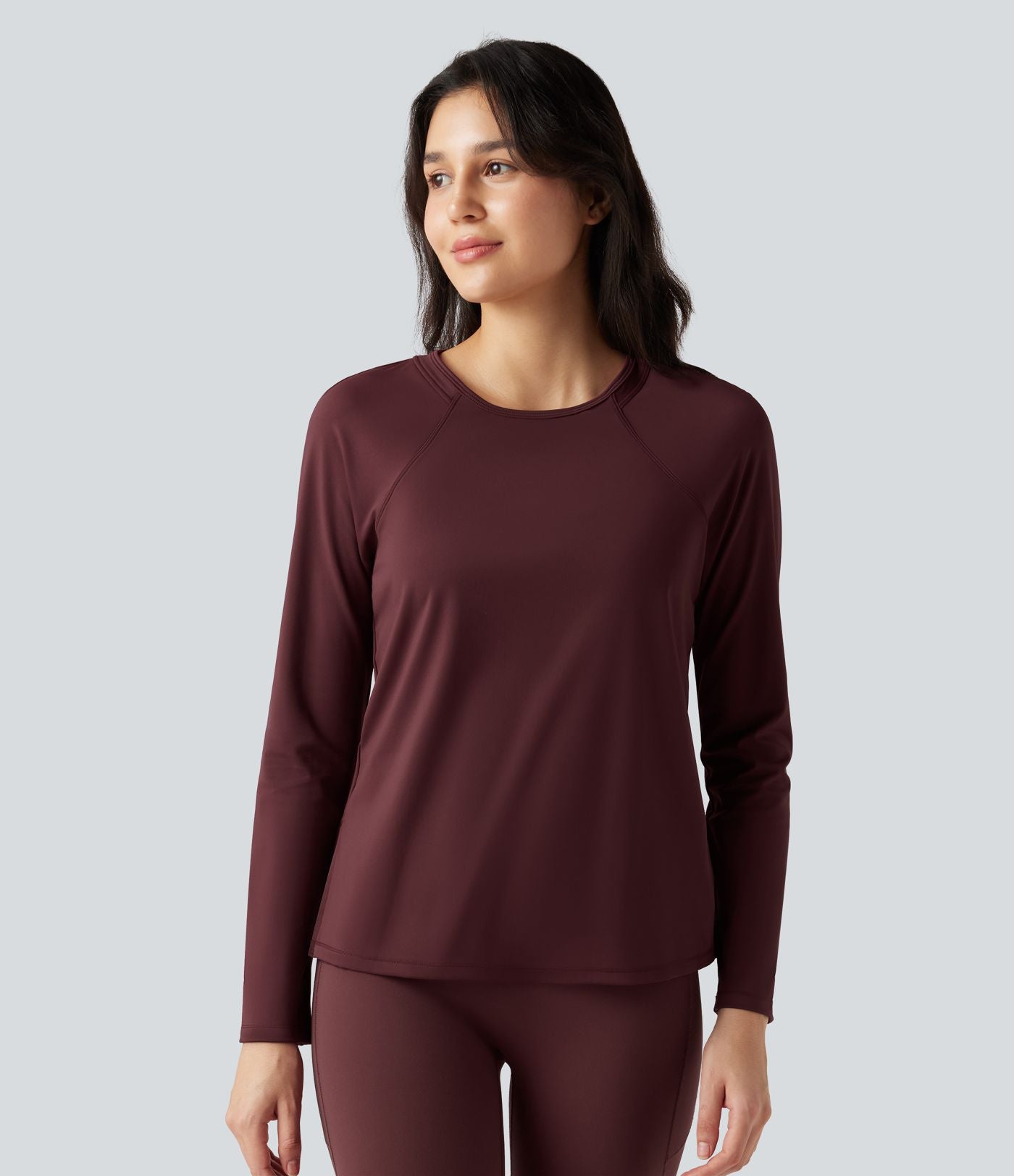 Top de sport running SoftlyZero™ Airy ourlet fendu col rond manches longues - UPF50+
