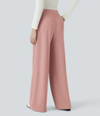 Halara Flex™ Pantalon Tailleur Évasé à Taille Haute Sculptant la Silhouette avec Poches Latérales Micro Waffle