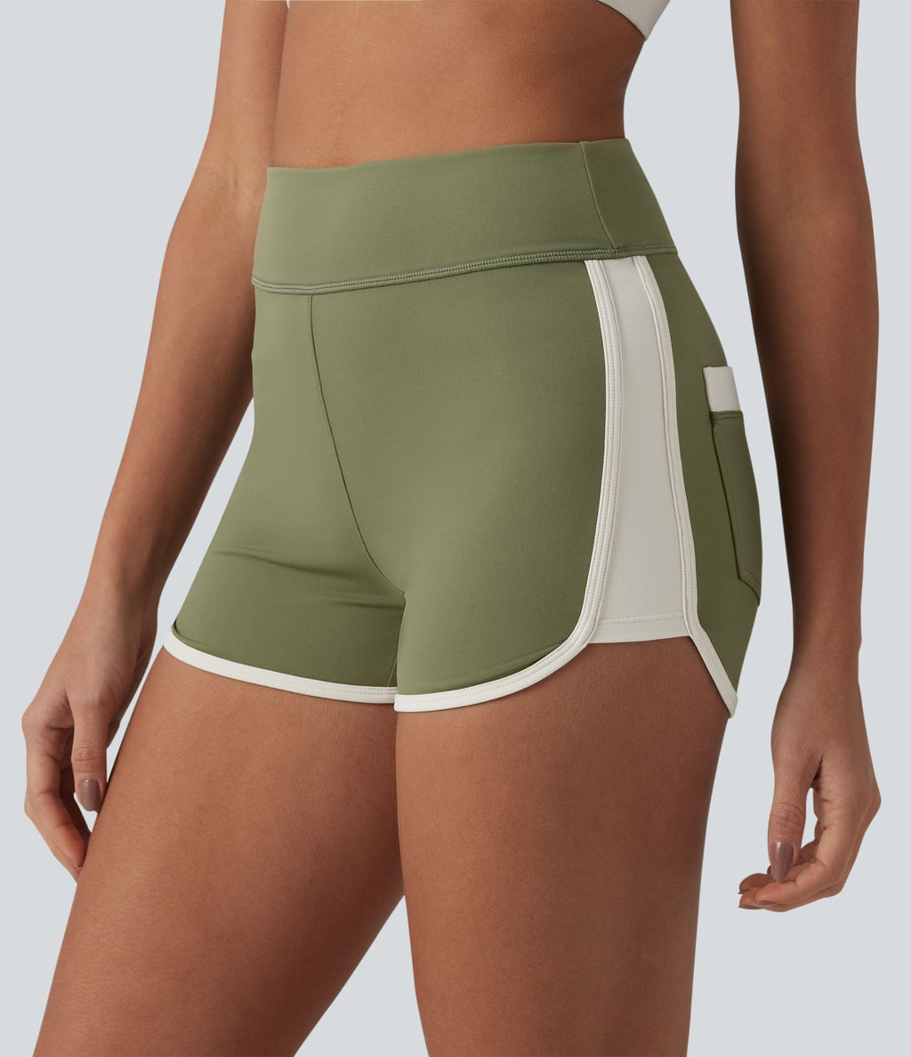 Short de sport SoftlyZero™ Airy 6,5 cm taille haute effet frais InstantCool color block, avec poches, protection solaire UPF50+