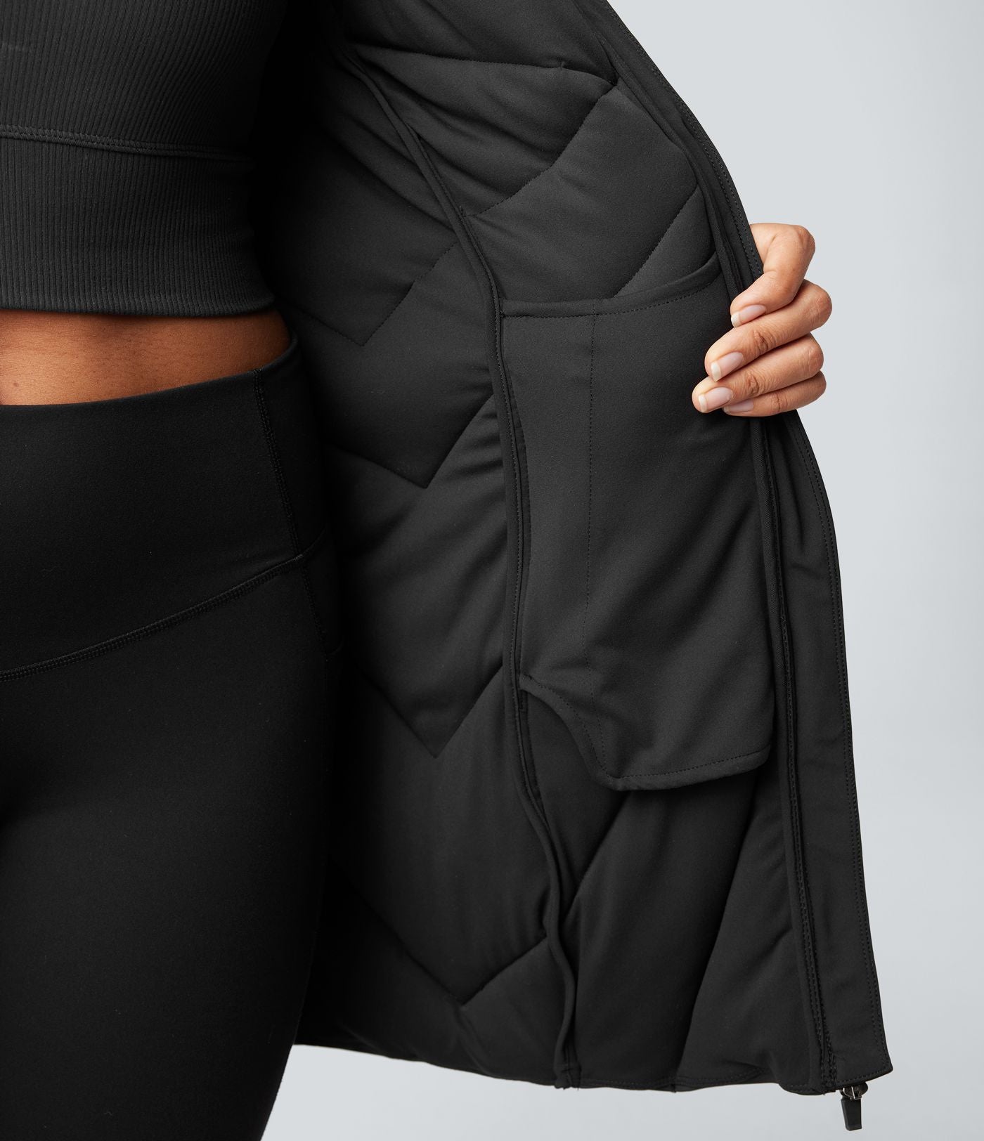 Doudoune PuffFlex col montant double zip avec passants pouces avec poches