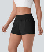 Short de yoga 2-en-1 SoftlyZero™ Airy à taille basse, cordon de serrage intérieur, poche dorsale et poche latérale dissimulée effet frais InstantCool