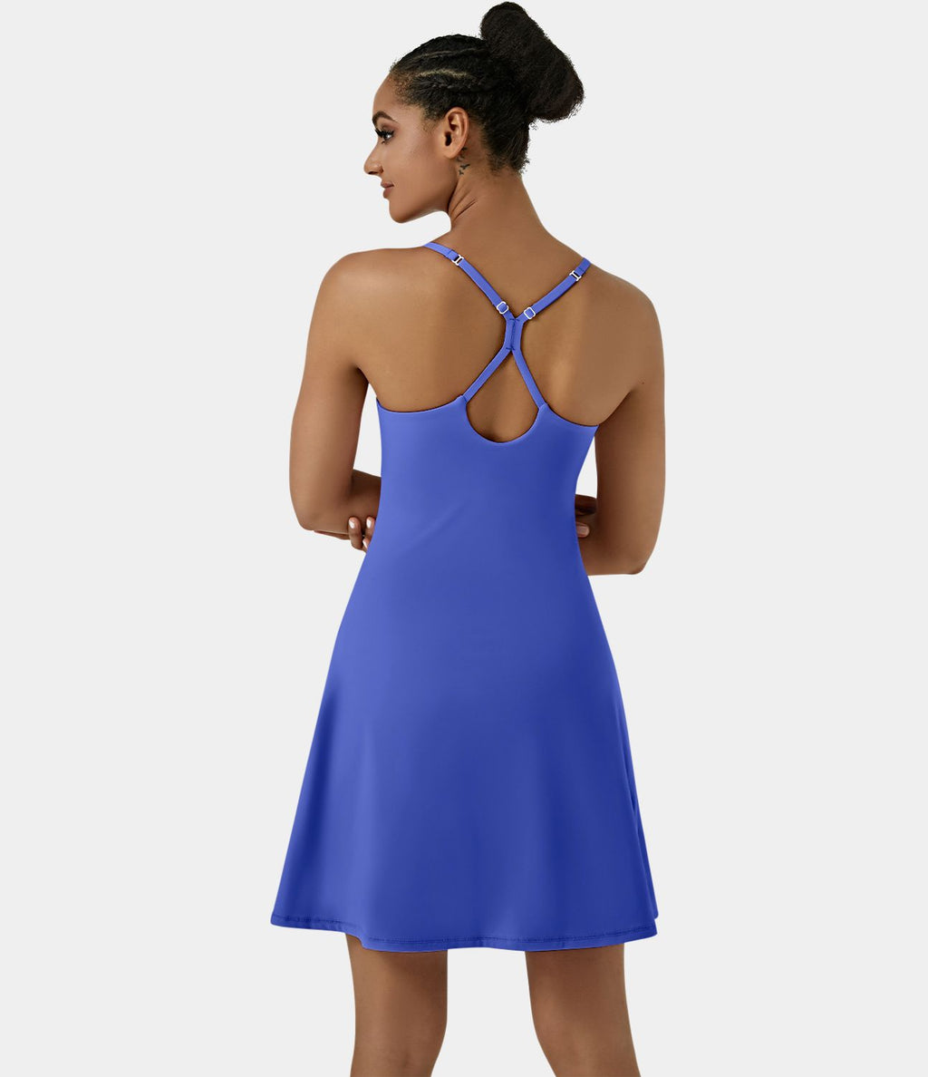 Softlyzero™ Airy Robe Sport de Yoga Plus Longue Dos Nu Découp Bretelles Réglables et Poches