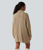 Robe pull courte tailleur col montant manches longues