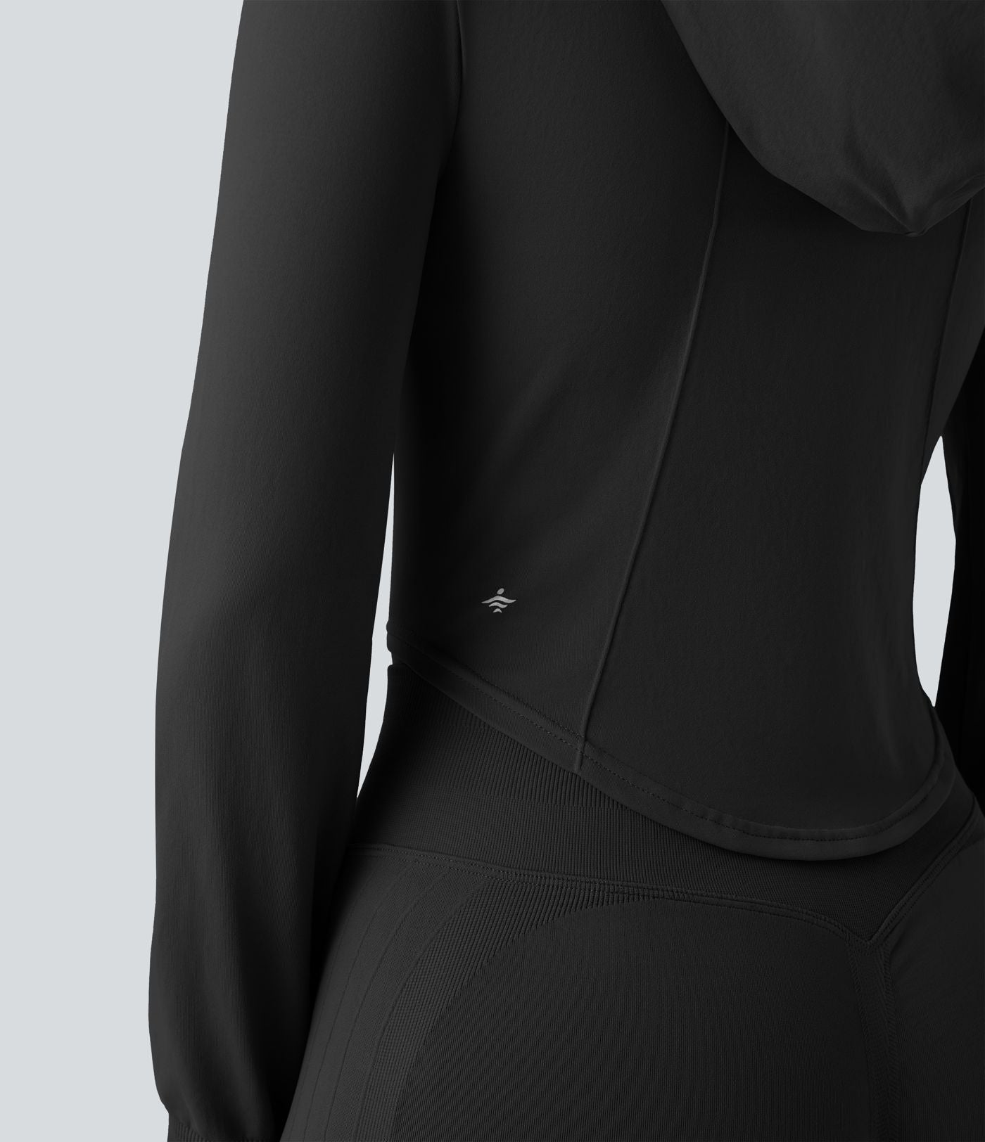 Veste yoga à capuche zippée à manches longues avec passants pouces et ourlet arrondi sans couture OneForm Seamless Flow