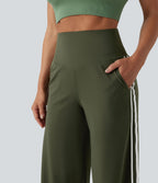 Pantalon ample yoga Halara UltraSculpt™ taille haute gainant à rayures color block avec poches