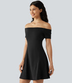 Robe mini SoftlyZero™ Plush épaules dénudées à manches courtes, maintien intégré, bonnets B à E