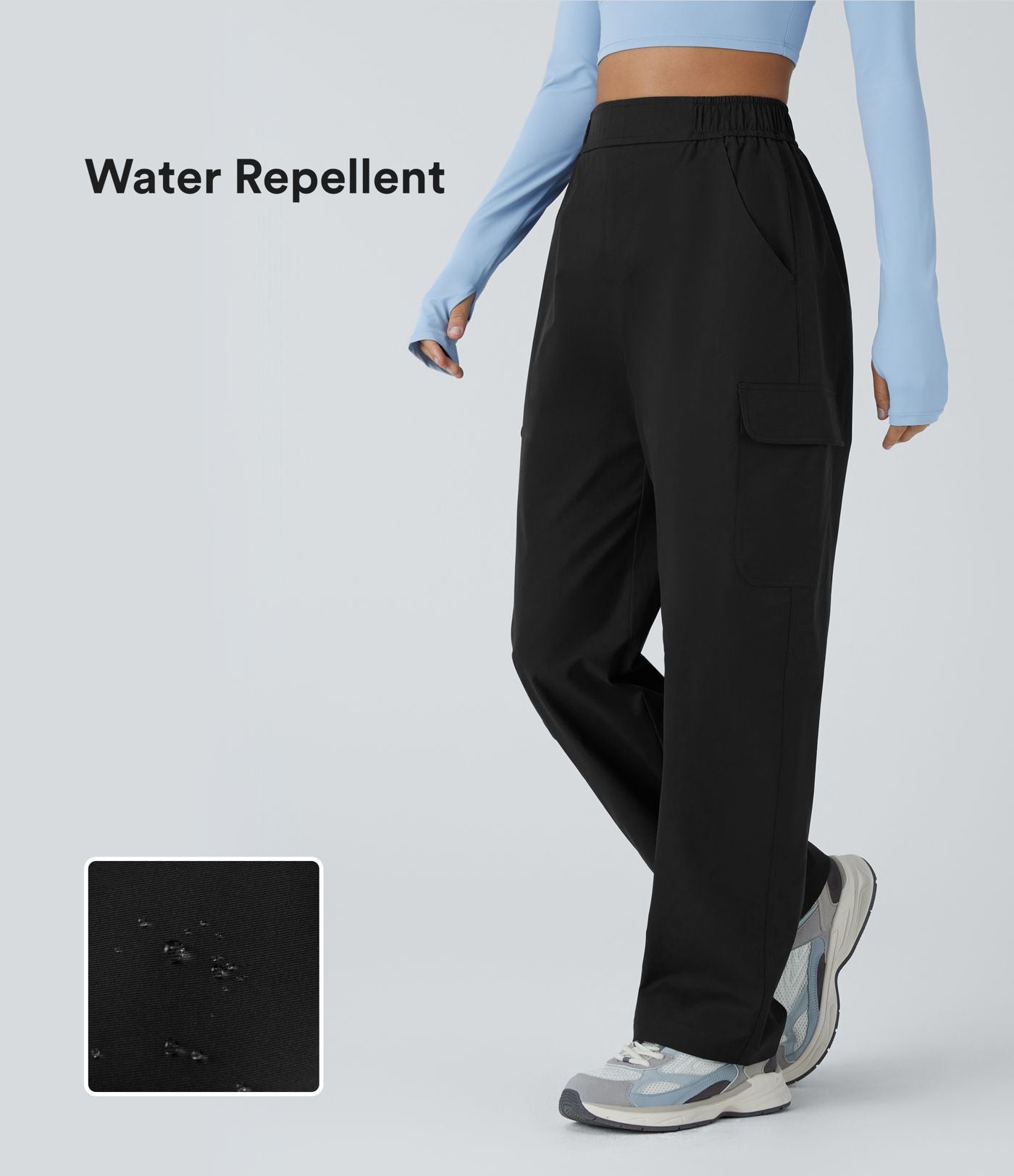 Pantalon cargo de camping déperlant et résistant à l’usure, taille haute, avec poches